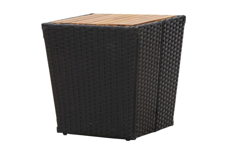 Tebord svart 41,5x41,5x43 cm konstrotting och massivt akacia - Svart - Utemöbler - Trädgårdsbord & Utebord - Cafebord