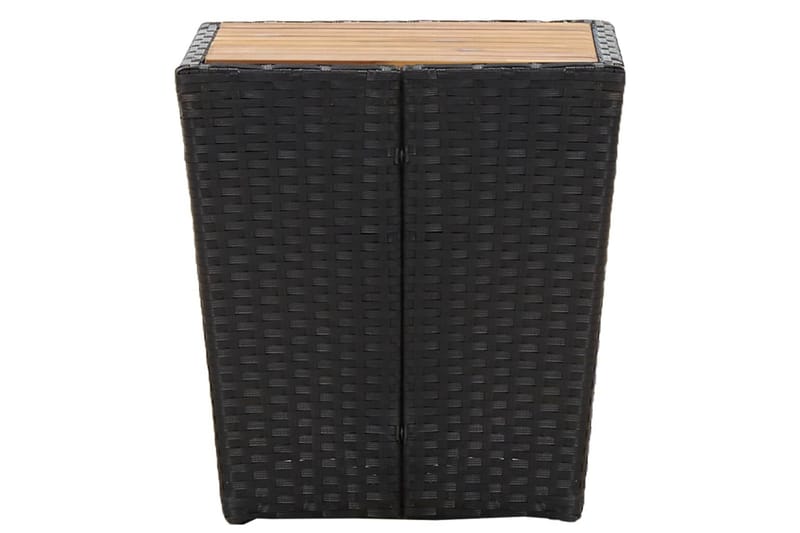 Tebord svart 41,5x41,5x43 cm konstrotting och massivt akacia - Svart - Utemöbler - Trädgårdsbord & Utebord - Cafebord