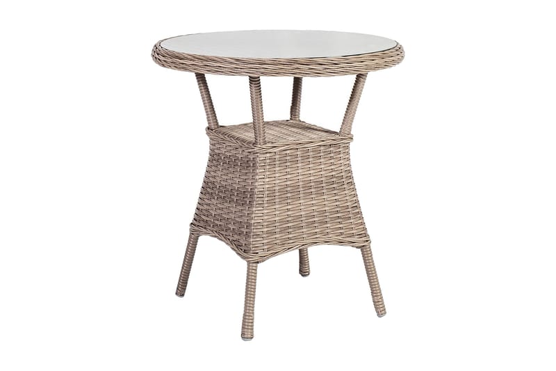 Toscana Runt Cafébord och Bistrobord Utomhus 65 cm Glas Konstrotting - Beige - Utemöbler - Trädgårdsbord & Utebord - Cafebord