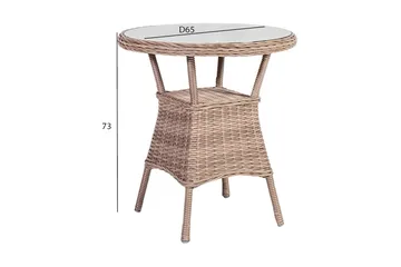 Toscana Runt Cafébord och Bistrobord Utomhus 65 cm Glas Konstrotting - Beige - Utemöbler - Trädgårdsbord & Utebord - Cafebord