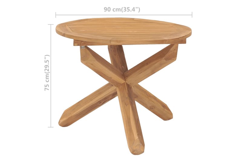 Trädgårdsbord Ã˜90x75 cm massiv teak - Brun - Cafebord
