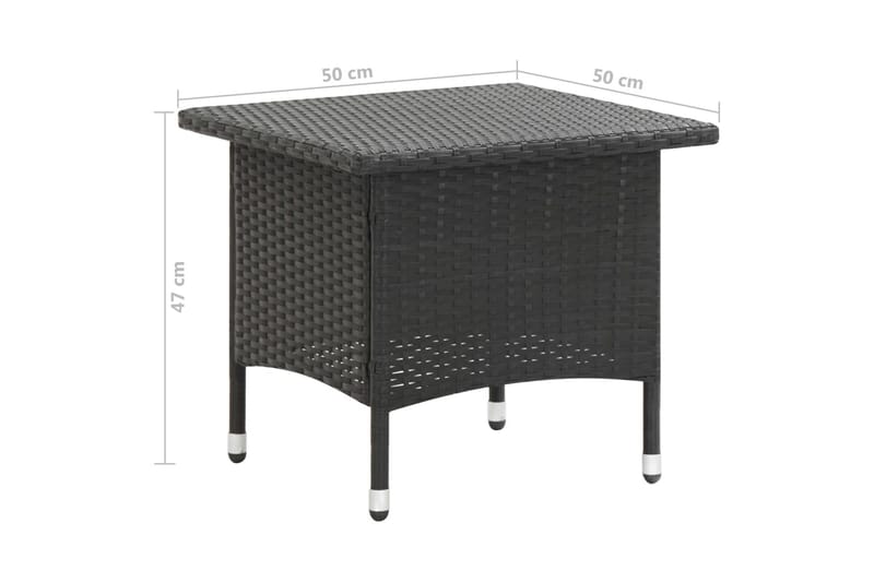 Trädgårdsbord svart 50x50x47 cm konstrotting - Svart - Utemöbler - Trädgårdsbord & Utebord - Cafebord