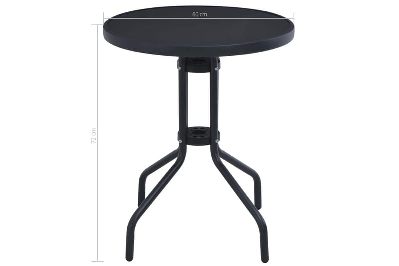 Trädgårdsbord svart 60 cm stål och glas - Svart - Cafebord
