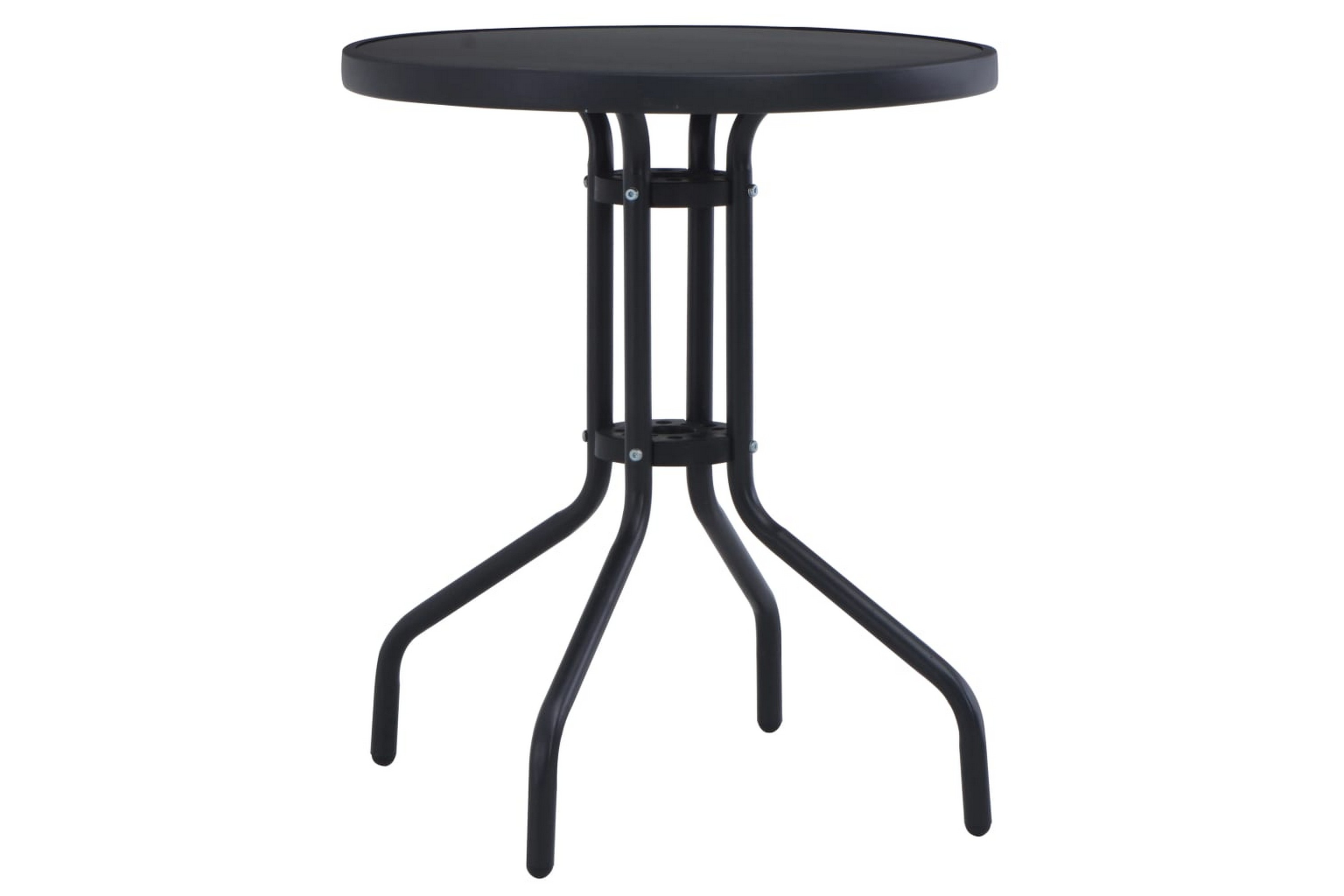 Trädgårdsbord svart 60 cm stål och glas – Svart