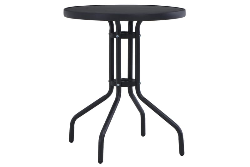 Trädgårdsbord svart 60 cm stål och glas - Svart - Utemöbler - Trädgårdsbord & Utebord - Cafebord