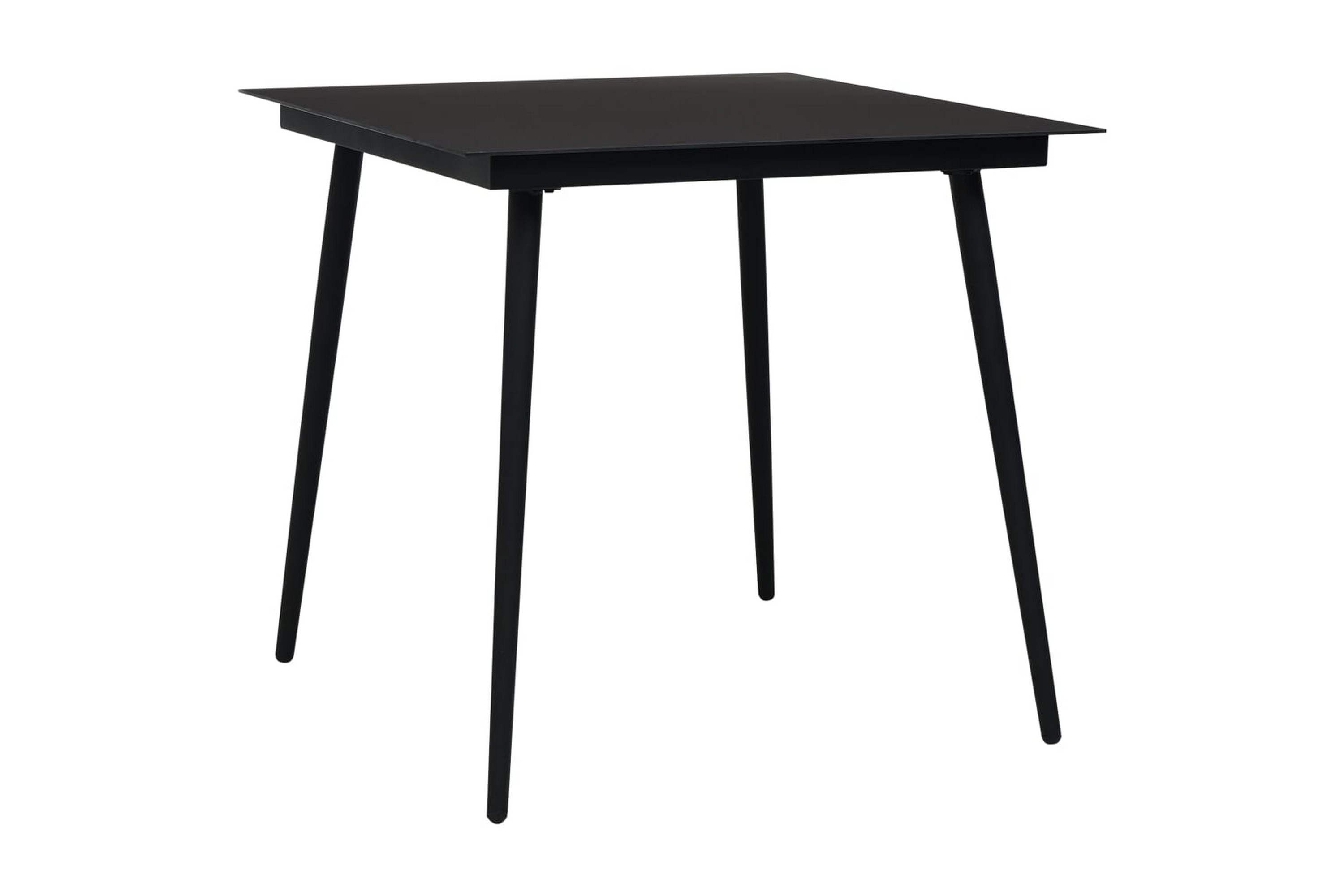 Trädgårdsbord svart 80x80x74 cm stål och glas – Svart