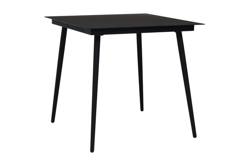 Trädgårdsbord svart 80x80x74 cm stål och glas - Svart - Utemöbler - Trädgårdsbord & Utebord - Cafebord