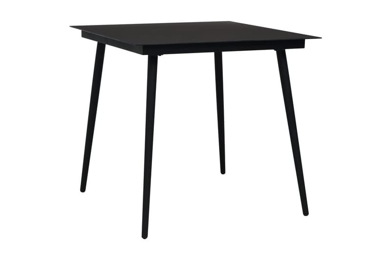Trädgårdsbord svart 80x80x74 cm stål och glas - Svart - Cafebord