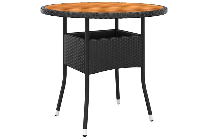 Utebord Ã˜80x75 cm akaciaträ och konstrotting svart - Svart - Cafebord
