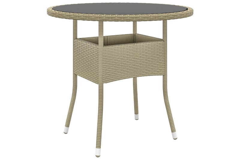 Utebord Ã˜80x75 cm Härdat glas och konstrotting beige - Beige - Cafebord