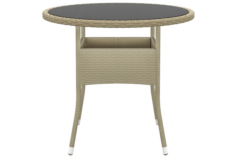 Utebord Ã˜80x75 cm Härdat glas och konstrotting beige - Beige - Utemöbler - Trädgårdsbord & Utebord - Cafebord