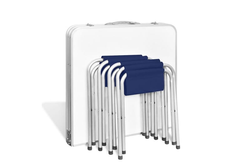 Campingbord med 4 pallar set Aluminium 120x60 cm - Vit - Campingbord