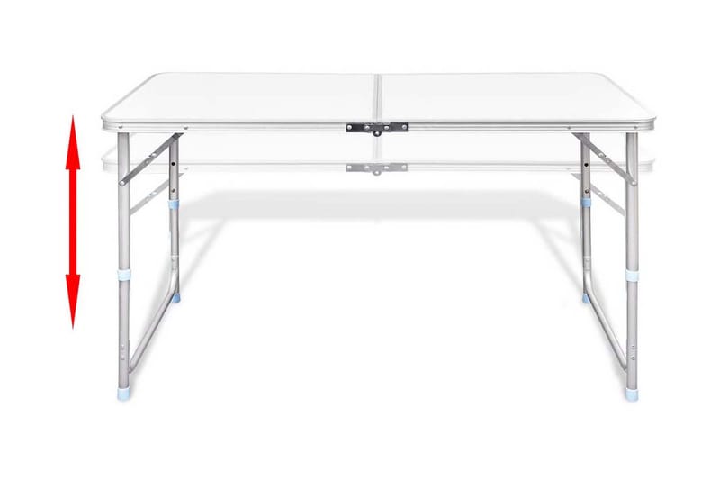 Campingbord med 4 pallar set Aluminium 120x60 cm - Vit - Utemöbler - Trädgårdsbord & Utebord - Campingbord