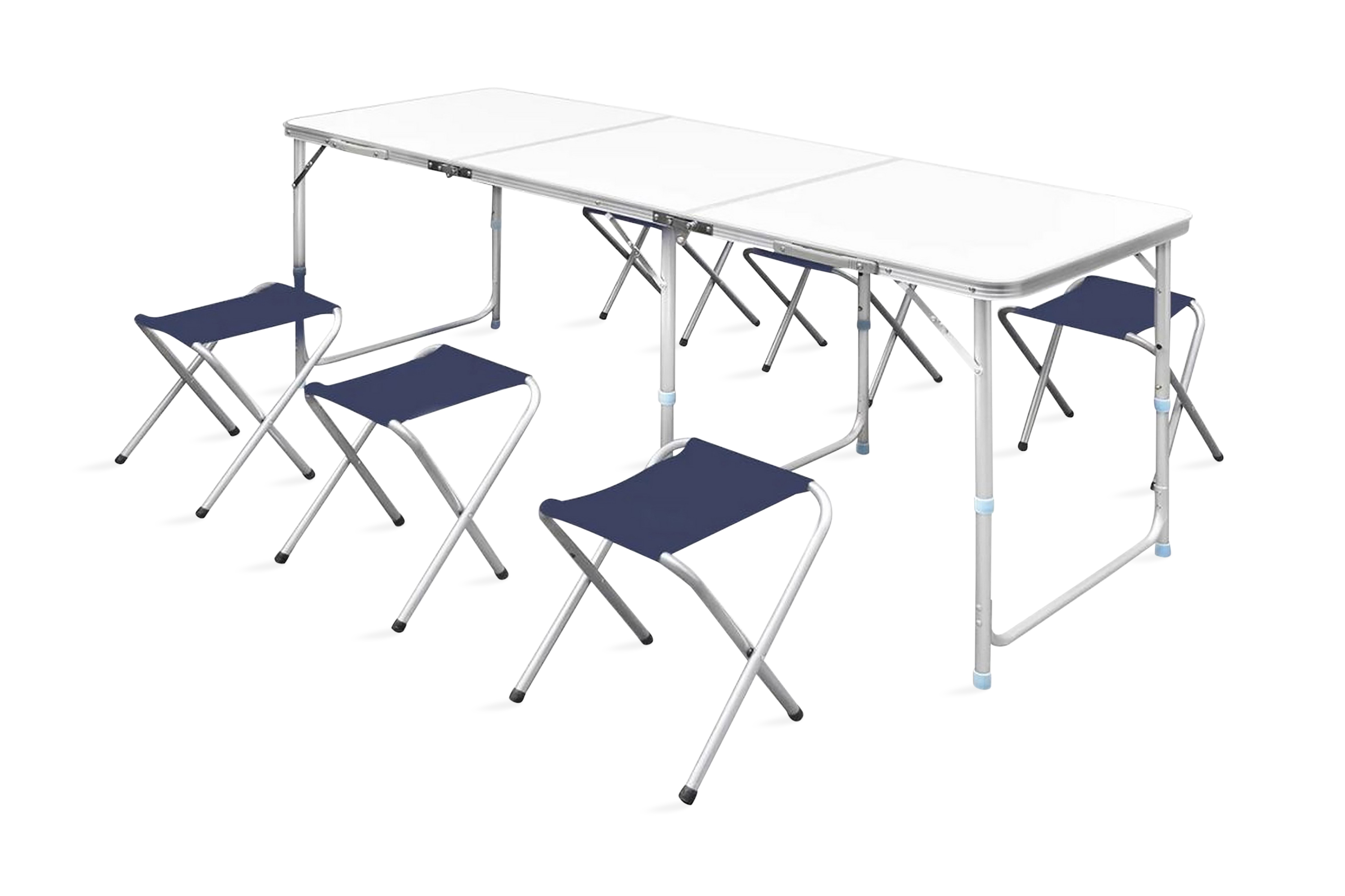 Campingbord med 6 stolar hopfällbar och justerbar i höjd 180 – Vit