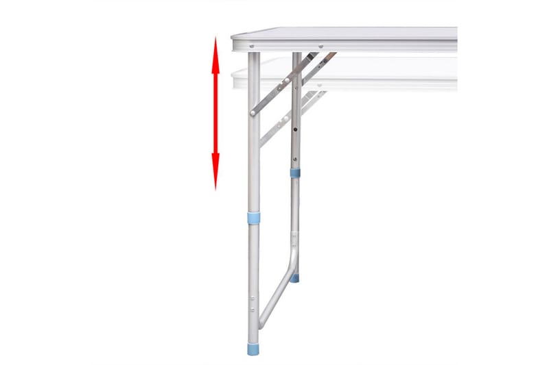 Campingbord med höj- och sänkbar aluminium (hopfällbar) 120x - Vit - Utemöbler - Trädgårdsbord & Utebord - Campingbord