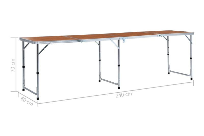 Hopfällbart campingbord aluminium 240x60 cm - Brun - Utemöbler - Trädgårdsbord & Utebord - Campingbord
