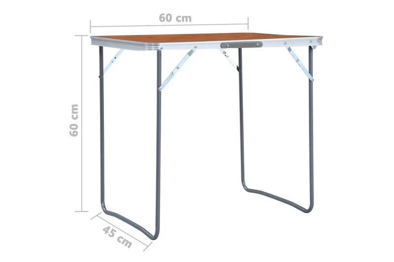 Hopfällbart campingbord aluminium 60x45 cm - Brun - Utemöbler - Trädgårdsbord & Utebord - Campingbord
