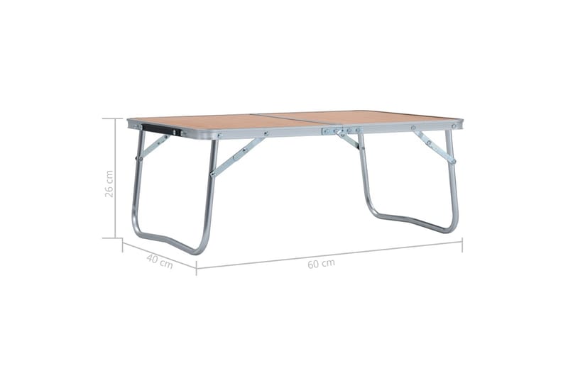 Hopfällbart campingbord brun aluminium 60x40 cm - Brun - Utemöbler - Trädgårdsbord & Utebord - Campingbord