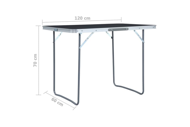 Hopfällbart campingbord grå aluminium 120x60 cm - Grå - Utemöbler - Trädgårdsbord & Utebord - Campingbord