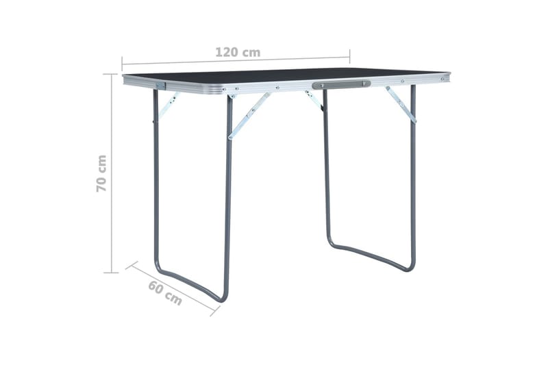 Hopfällbart campingbord grå aluminium 120x60 cm - Grå - Campingbord
