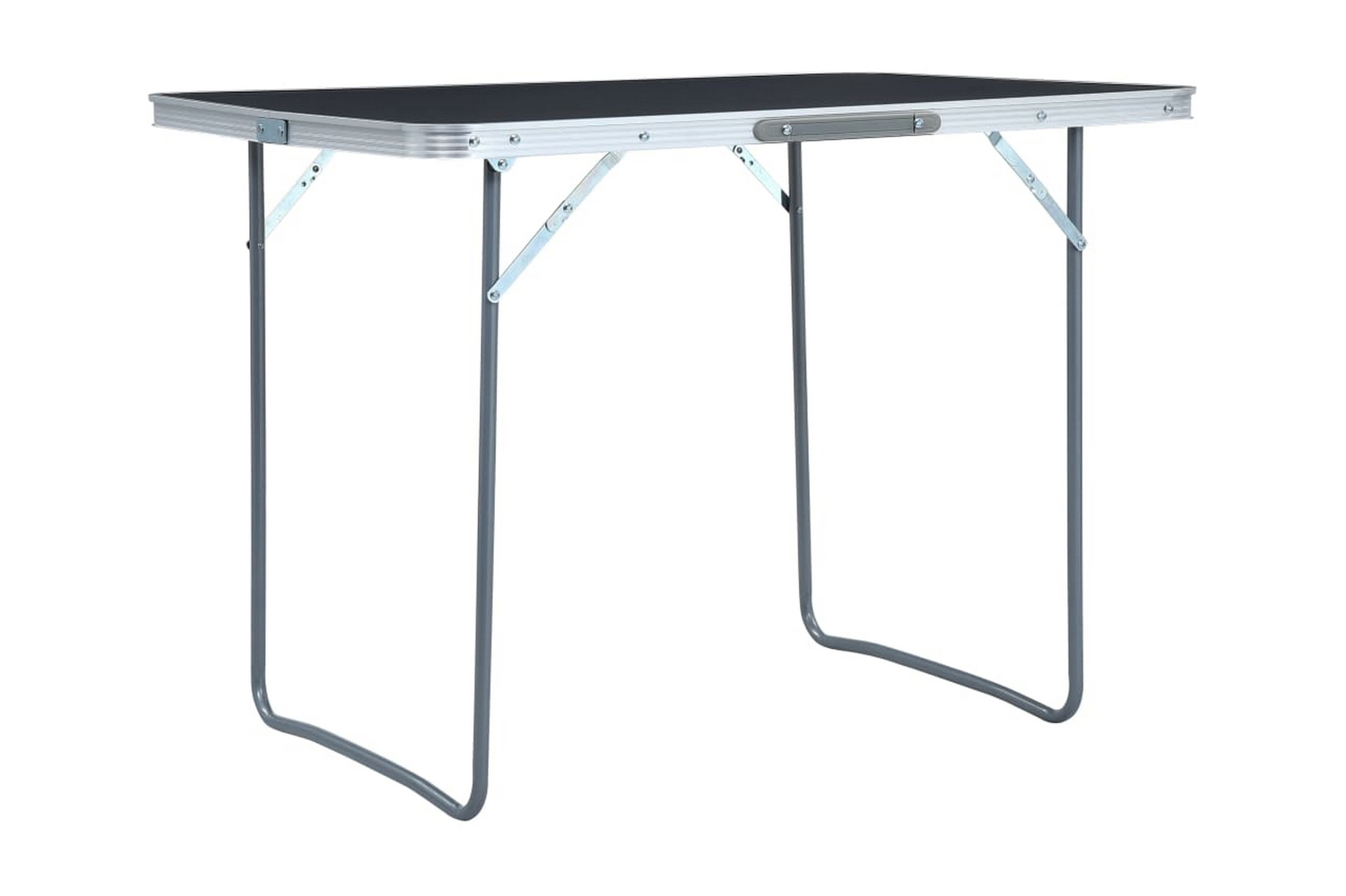 Hopfällbart campingbord grå aluminium 120×60 cm – Grå