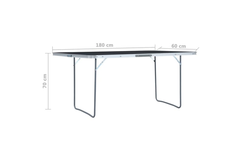 Hopfällbart campingbord grå aluminium 180x60 cm - Grå - Utemöbler - Trädgårdsbord & Utebord - Campingbord