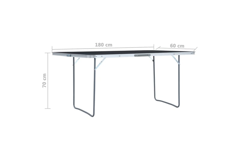 Hopfällbart campingbord grå aluminium 180x60 cm - Grå - Campingbord