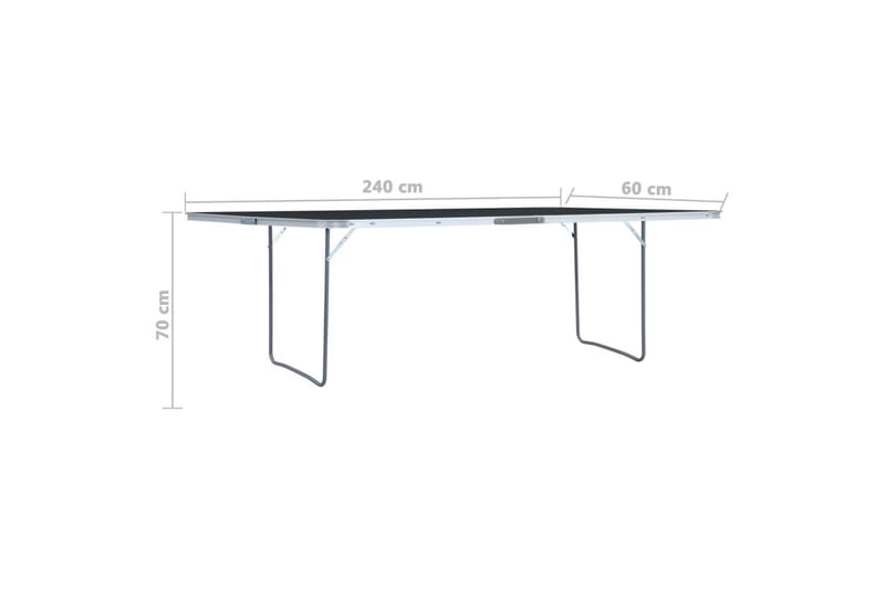 Hopfällbart campingbord grå aluminium 240x60 cm - Grå - Utemöbler - Trädgårdsbord & Utebord - Campingbord