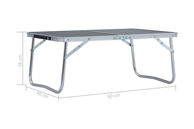 Hopfällbart campingbord grå aluminium 60x40 cm - Grå - Utemöbler - Trädgårdsbord & Utebord - Campingbord