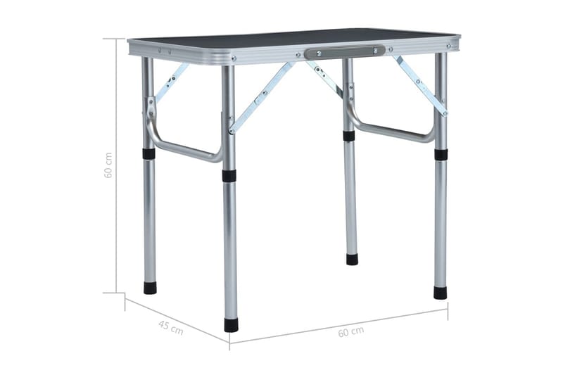 Hopfällbart campingbord grå aluminium 60x45 cm - Grå - Utemöbler - Trädgårdsbord & Utebord - Campingbord