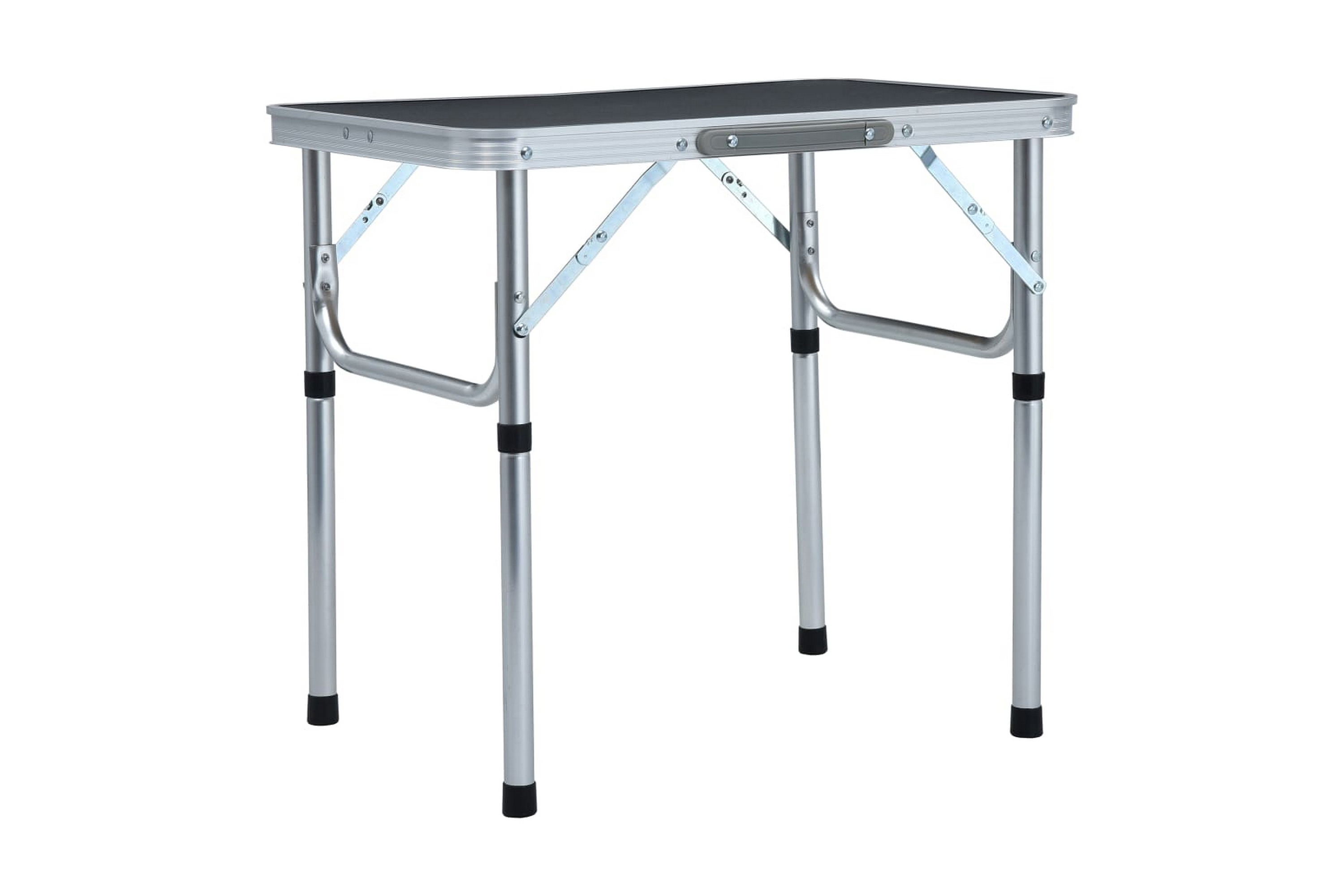 Hopfällbart campingbord grå aluminium 60×45 cm – Grå