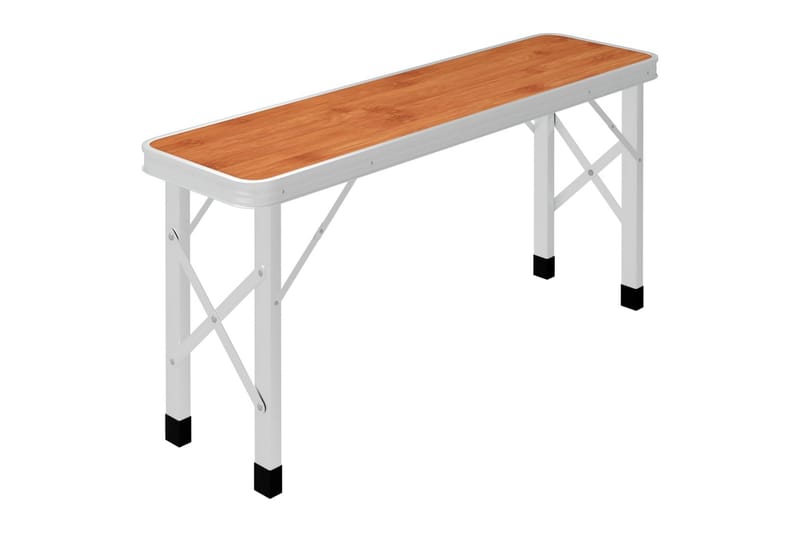 Hopfällbart campingbord med 2 bänkar aluminium brun - Brun - Utemöbler - Trädgårdsbord & Utebord - Campingbord