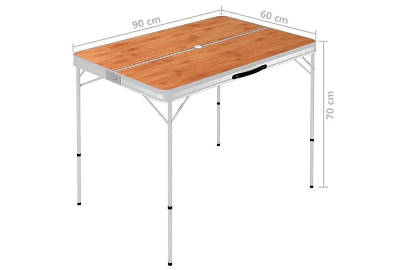 Hopfällbart campingbord med 2 bänkar aluminium brun - Brun - Utemöbler - Trädgårdsbord & Utebord - Campingbord