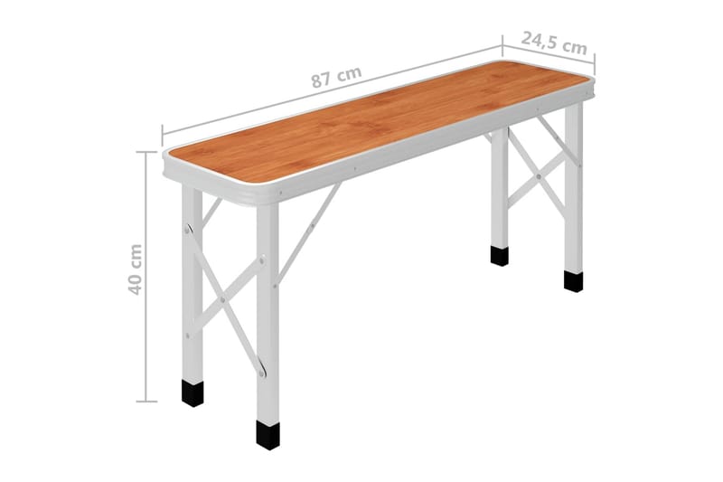 Hopfällbart campingbord med 2 bänkar aluminium brun - Brun - Utemöbler - Trädgårdsbord & Utebord - Campingbord