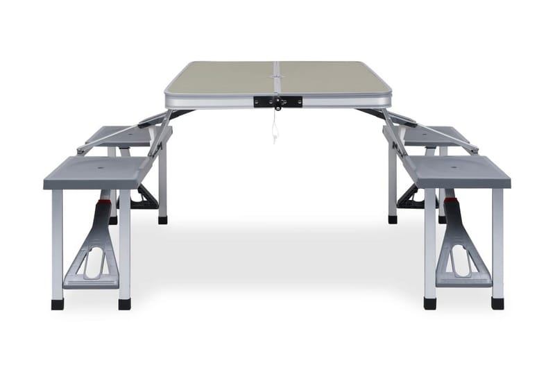Hopfällbart campingbord med 4 sitsar stål aluminium - Silver - Utemöbler - Trädgårdsbord & Utebord - Campingbord