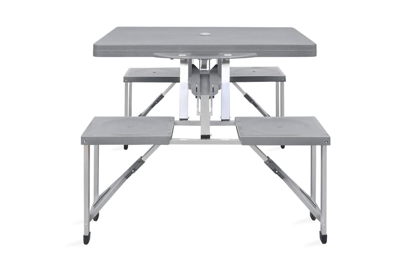 Hopfällbart campingbord med 4 stolar i aluminium ljusgrått - Grå - Utemöbler - Trädgårdsbord & Utebord - Campingbord