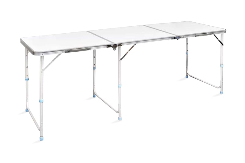 Hopfällbart campingbord med justerbar höjd Aluminium 180x60 - Vit - Campingbord