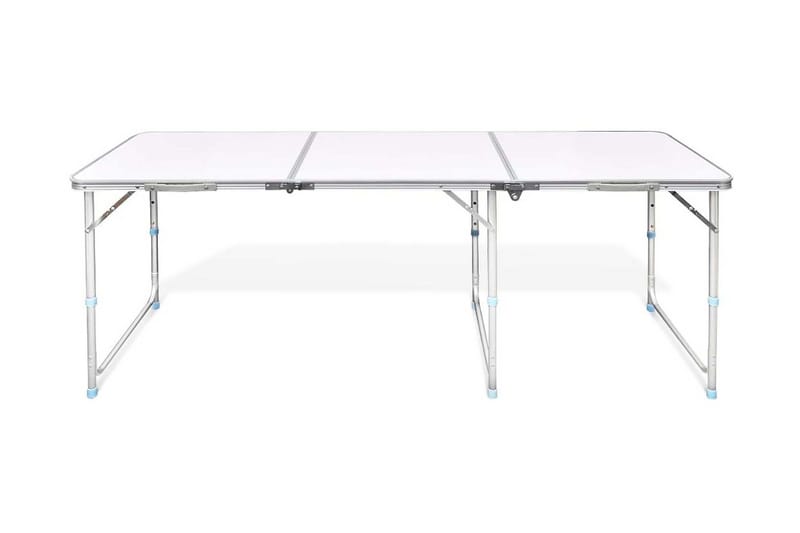 Hopfällbart campingbord med justerbar höjd Aluminium 180x60 - Vit - Campingbord