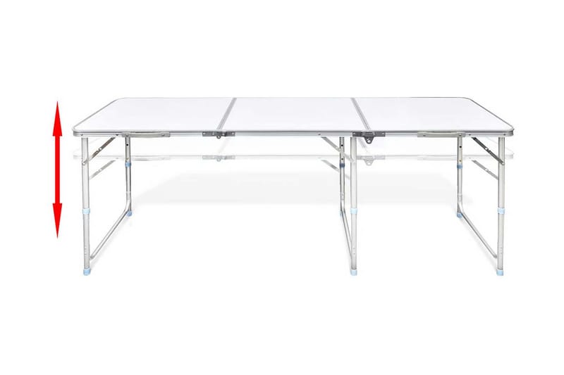 Hopfällbart campingbord med justerbar höjd Aluminium 180x60 - Vit - Campingbord