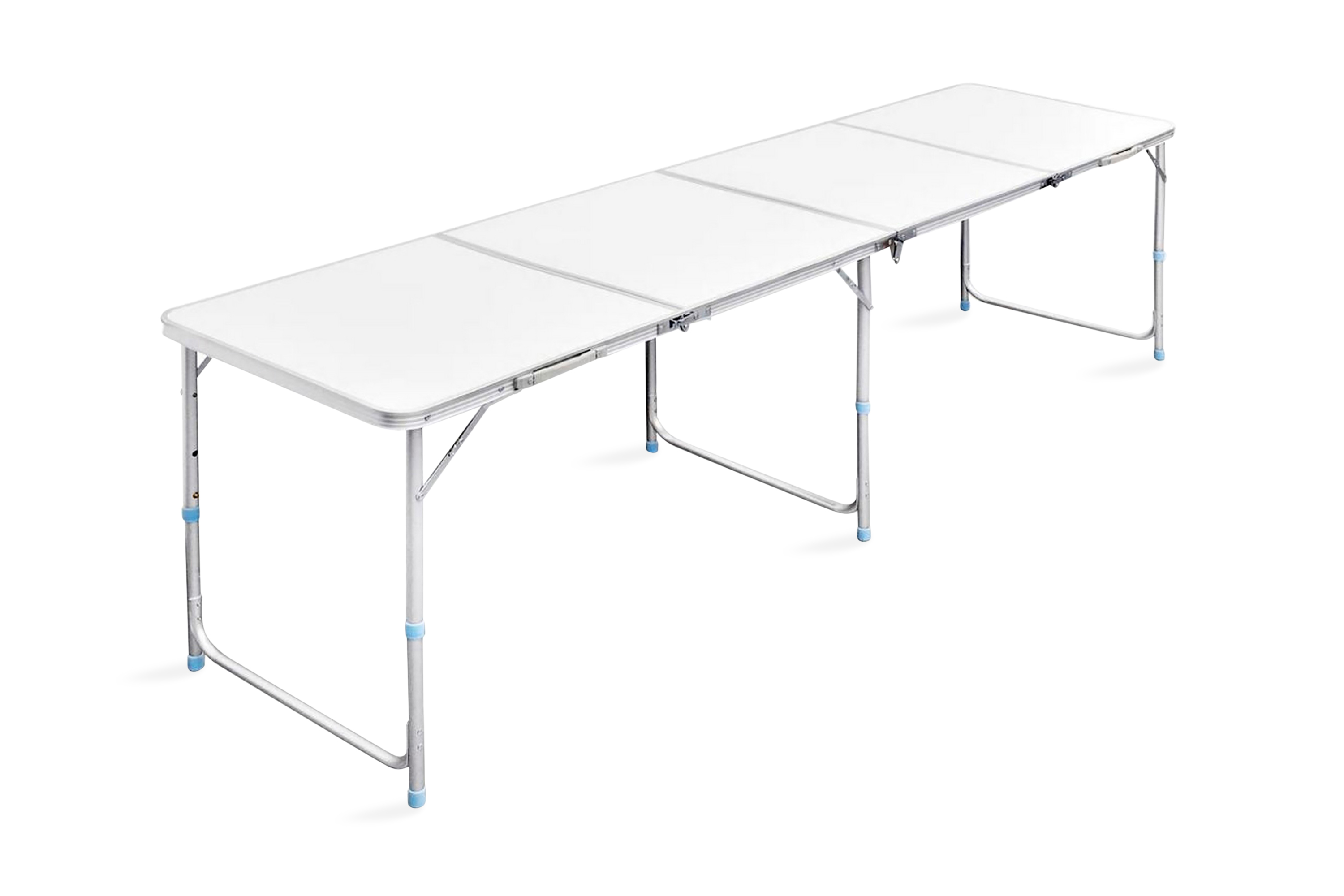 Hopfällbart campingbord med justerbar höjd Aluminium 240×60 – Vit