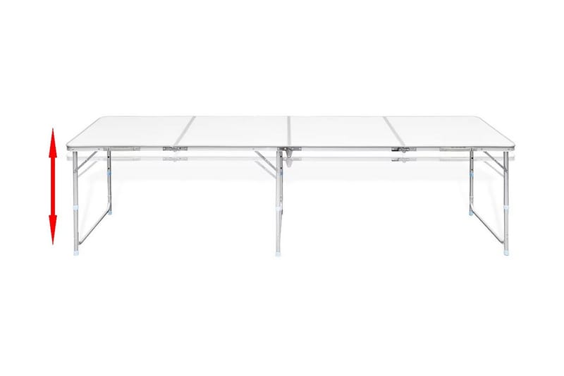 Hopfällbart campingbord med justerbar höjd Aluminium 240x60 - Vit - Utemöbler - Trädgårdsbord & Utebord - Campingbord