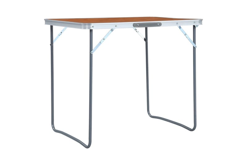 Hopfällbart campingbord med metallram 80x60 cm - Brun - Utemöbler - Trädgårdsbord & Utebord - Campingbord