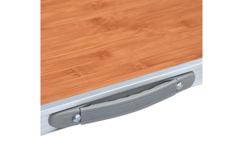 Hopfällbart campingbord med metallram 80x60 cm - Brun - Utemöbler - Trädgårdsbord & Utebord - Campingbord