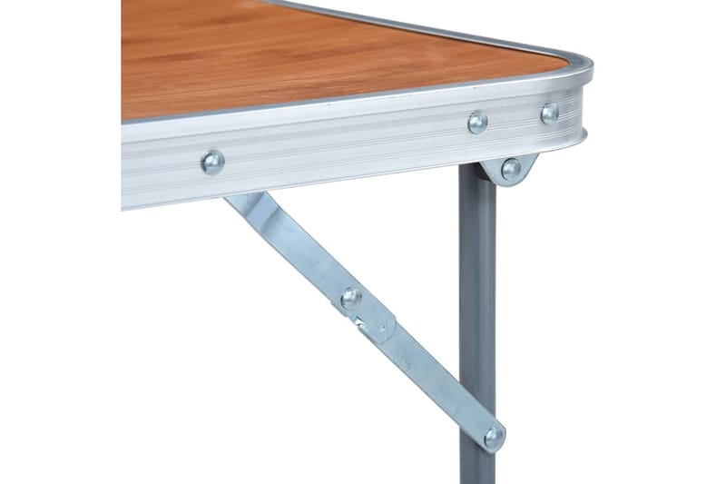 Hopfällbart campingbord med metallram 80x60 cm - Brun - Utemöbler - Trädgårdsbord & Utebord - Campingbord