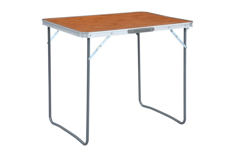 Hopfällbart campingbord med metallram 80x60 cm - Brun - Utemöbler - Trädgårdsbord & Utebord - Campingbord