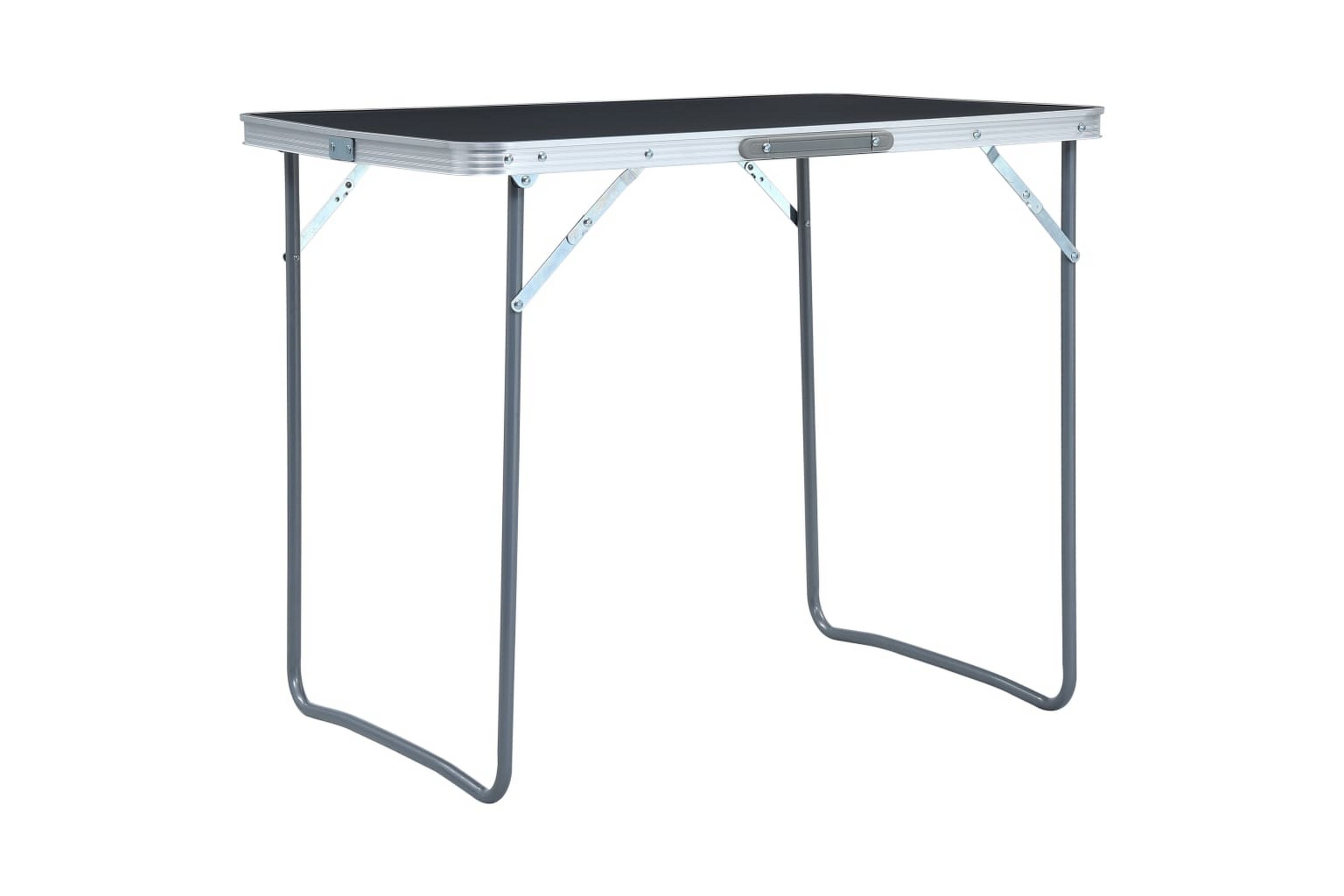 Hopfällbart campingbord med metallram 80×60 cm grå – Grå