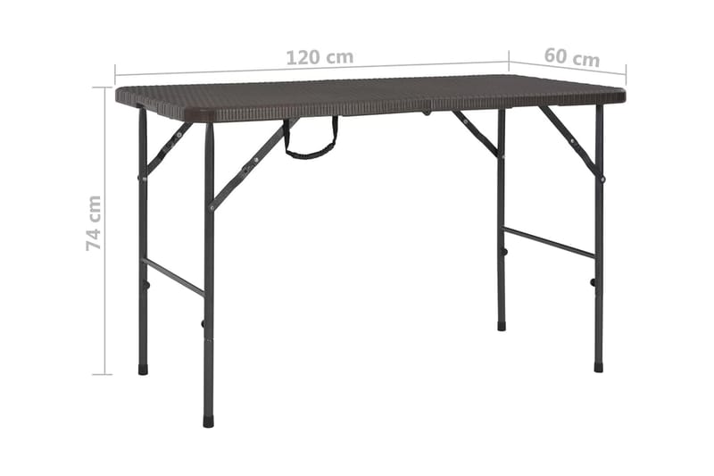 Hopfällbart trädgårdsbord brun 120x60x74 cm HDPE rotting - Brun - Utemöbler - Trädgårdsbord & Utebord - Campingbord