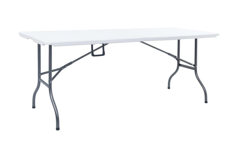 Hopfällbart trädgårdsbord med 2 bänkar 180 cm stål och HDPE - Vit - Utemöbler - Trädgårdsbord & Utebord - Campingbord