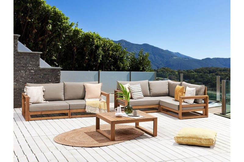 Des Moines Sidobord och Soffbord Utomhus 90 cm Trä Akacia - Ljusbrun - Utemöbler - Trädgårdsbord & Utebord - Sidobord utomhus