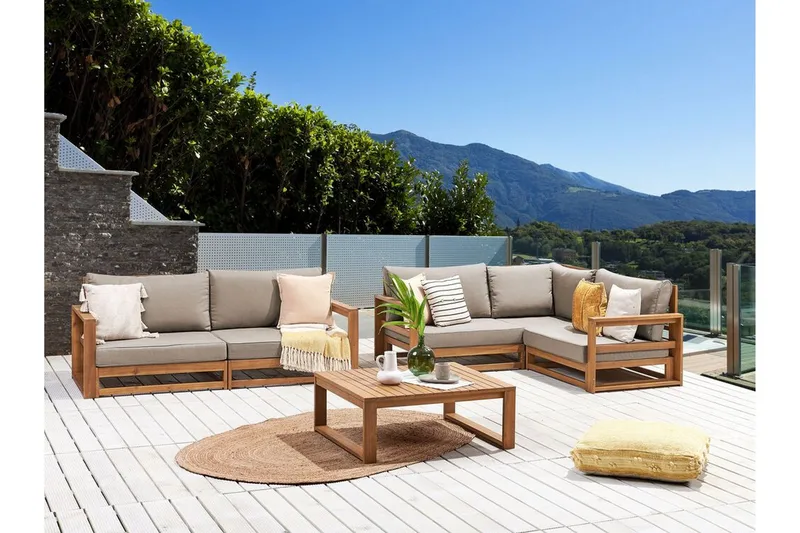 Des Moines Sidobord och Soffbord Utomhus 90 cm Trä Akacia - Ljusbrun - Utemöbler - Trädgårdsbord & Utebord - Sidobord utomhus